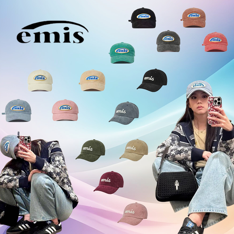 ✨EMIS สินค้าแท้ 100%/พร้อมส่ง🚚 หมวกเบสบอลผ้าลูกฟูกปักลายกันแดด สวมใส่สบาย ใช้ได้ทั้งชายและหญิง