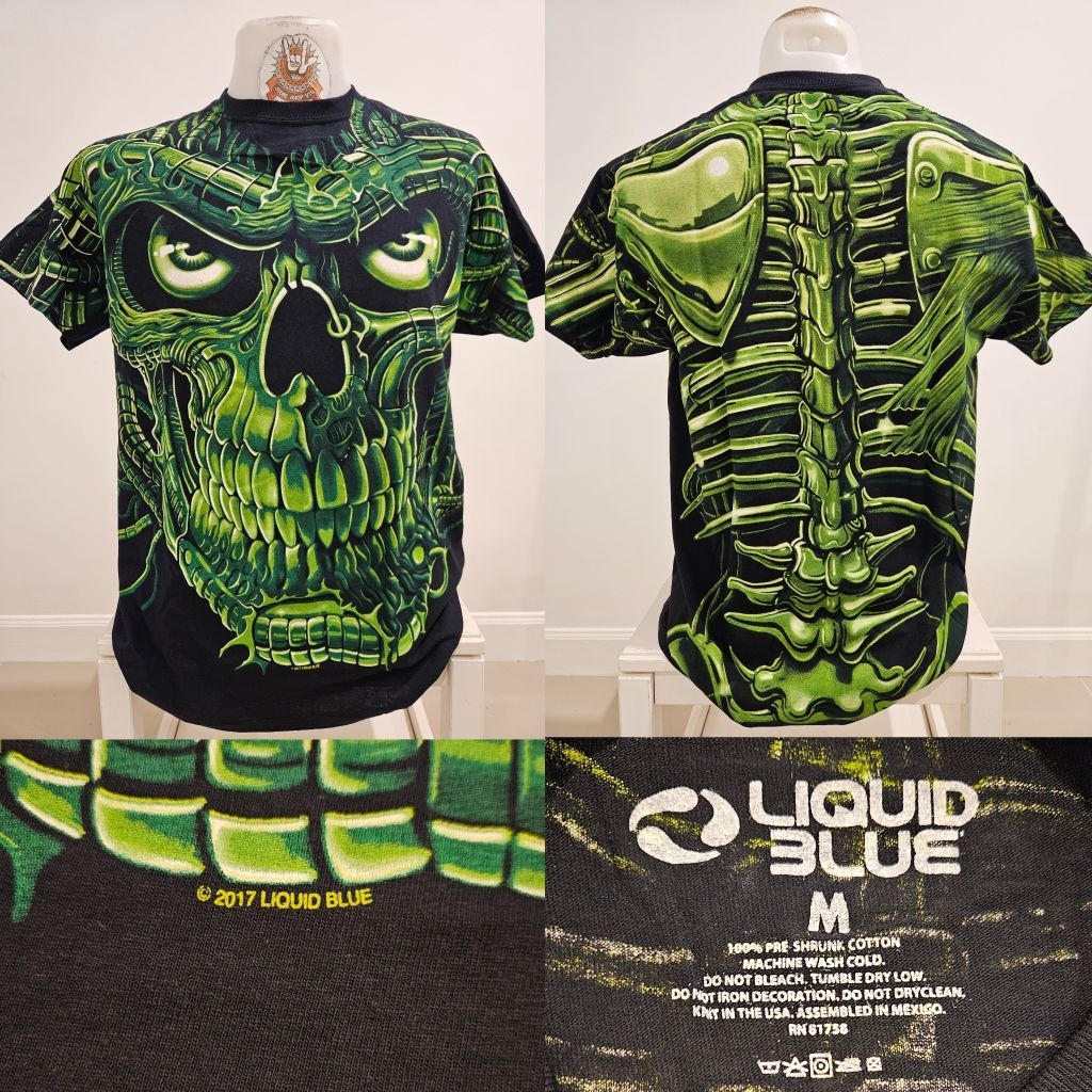 Liquid blue Green' Skull OVP Vintage เสื้อมัดย้อม งานลิขสิทธิ์แท้นำเข้า-USA ของแท้ สินค้ามือ1