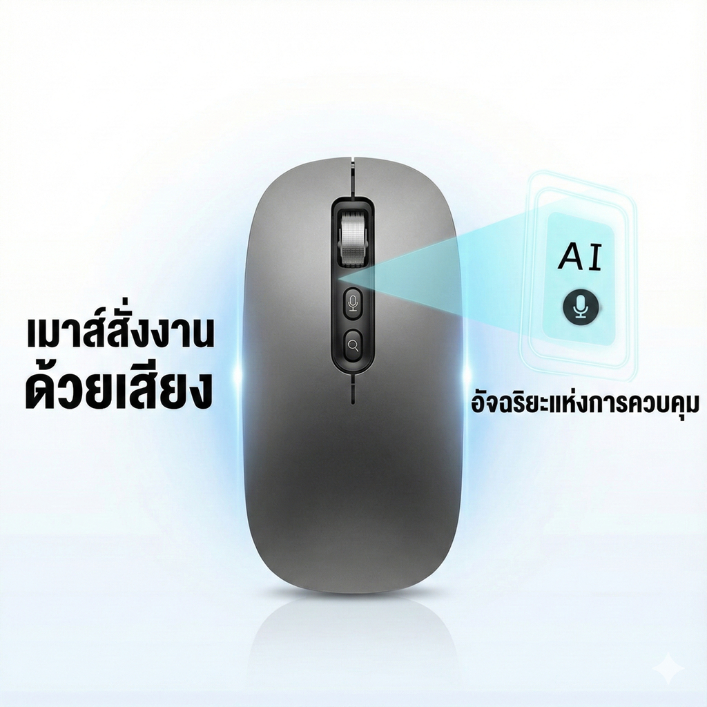 [ส่งจากกรุงเทพ] Ai Mouse สมาร์ทวอยซ์เมาส์คําพูดกับข้อความเมาส์ชาร์จ เมาส์บลูทูธไร้สายสําหรับเปิดหน้าต่าง