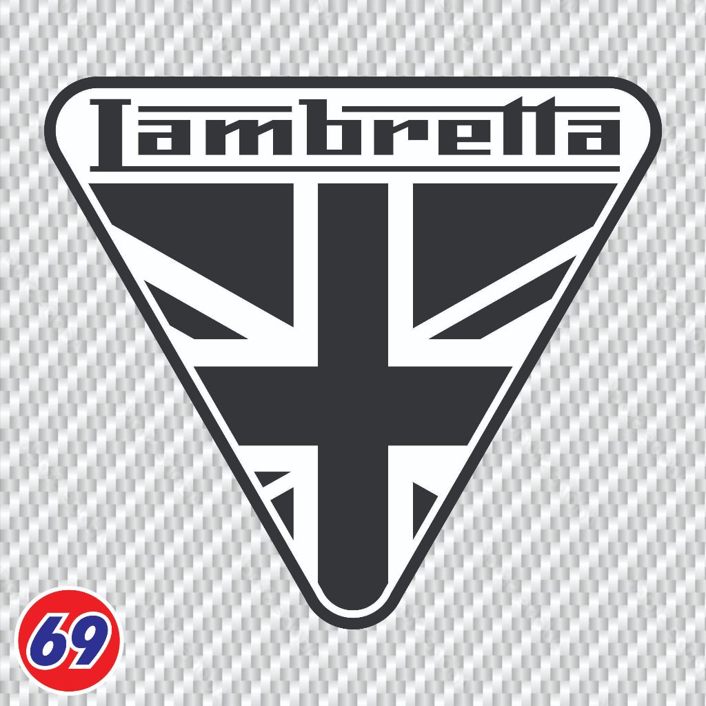 LAMBRETTA 1  สติกเกอร์  พีวีซีกันน้ำ ขนาด 8 x 9 cm ราคชิ้นละ 19 บาท เป็นงานตัดไดคัท ไม่ใช่งานพิมพ์ มีทั้ง ขอบขาวและดำ
