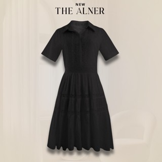 Thealner-AN847 (เดรสฉลุคอปกแขนสั้นแต่งกระดุม)