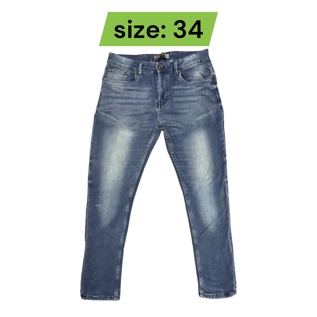 กางเกงยีนส์ WEST49 ขาเดฟ เอว34 ยาว 41 ขา 6 มือสอง รหัสs34