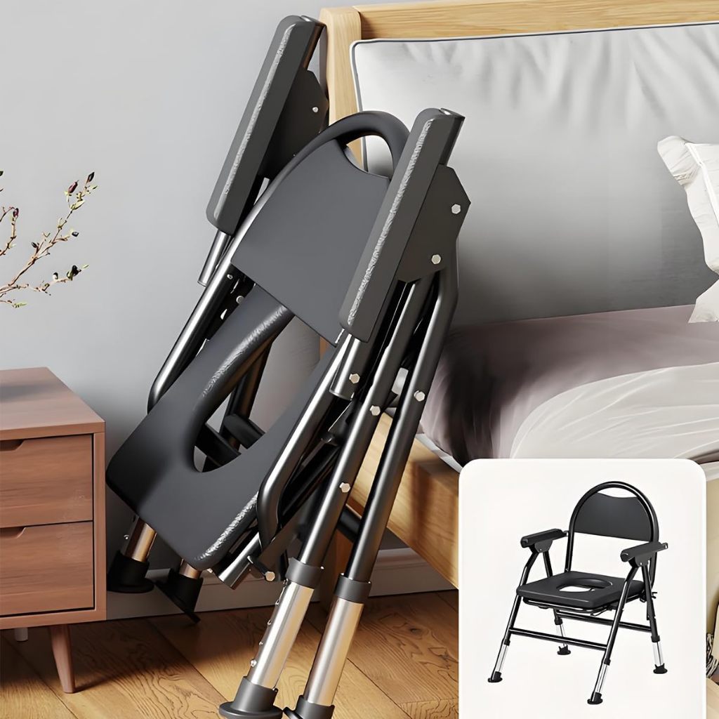 เก้าอี้นั่งถ่ายแบบพกพา และพับได้ แข็งแรง ปรับระดับได้ เหมาะสำหรับผู้สูงอายุ หญิงตั้งครรภ์และผู้พิการ - รูปที่ 6