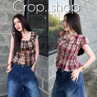 crop..shop เสื้อผ่าหน้า มี2เเบบ งานน่ารักสดใสมาก สายแฟห้ามพล…