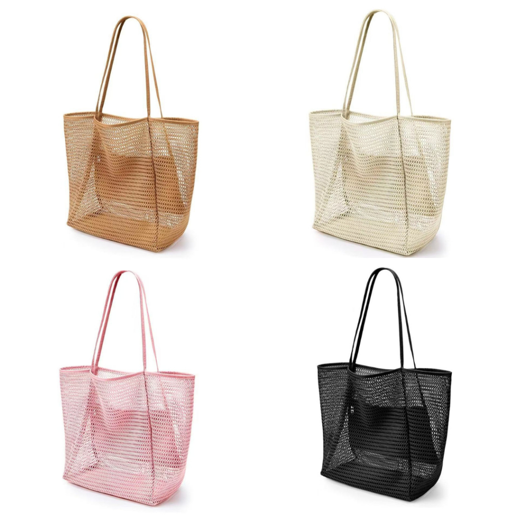 กระเป๋าตาข่าย กระเป๋าถือ กระเป๋าสะพายไหล่ ไนล่อน ผ้าตาข่าย ความจุขนาดใหญ่ กระเป๋าแฟชั่นชายหาด กระเป๋าจุได้เยอะ