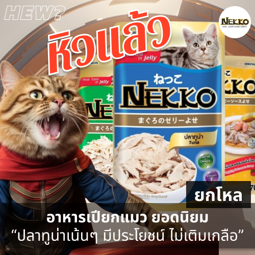 {ยกโหล} Nekko อาหารเปียกแมว เนกโกะ อาหารแมว ไม่เติมเกลือ บำรุงขน ทอรีน ทะเบียน 07 09 ทูน่า ไก่ เยลลี