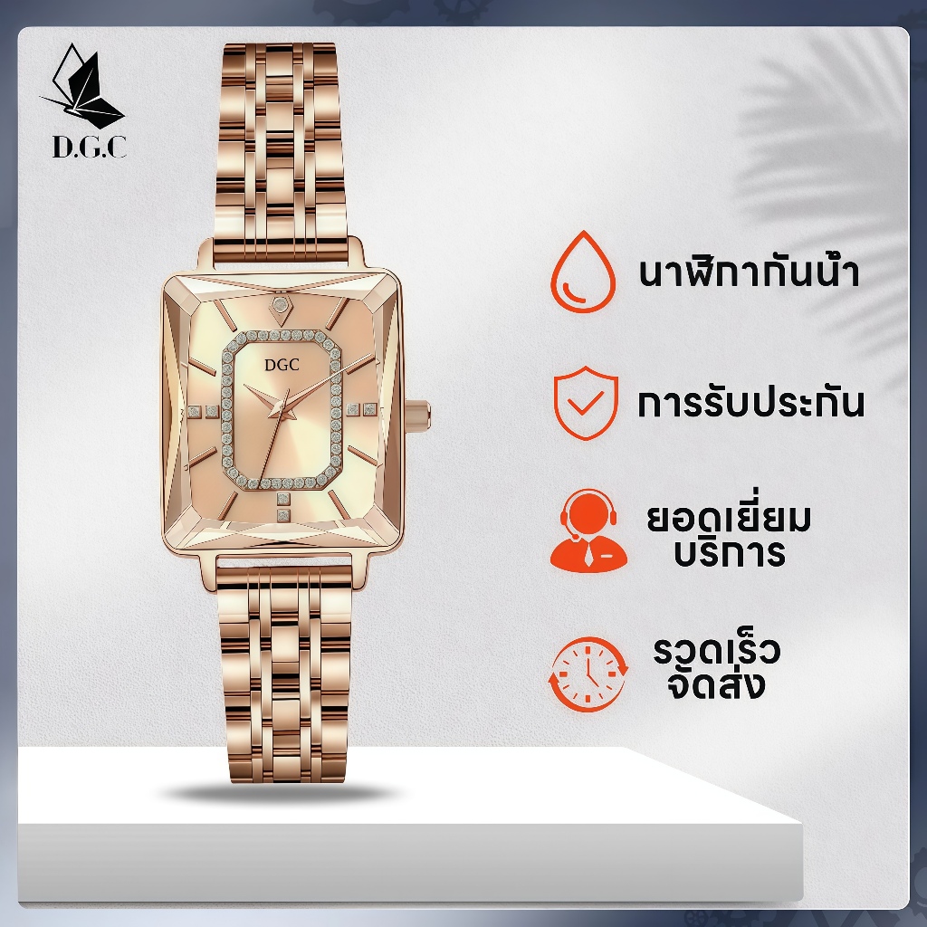 DGC G182 นาฬิกาข้อมือสตรี หน้าปัดกลม คริสตัล นาฬิกาอะนาล็อก สง่างาม แบบ rantai คุณภาพดี เหมาะสำหรับการใช้งานประจำวัน COD