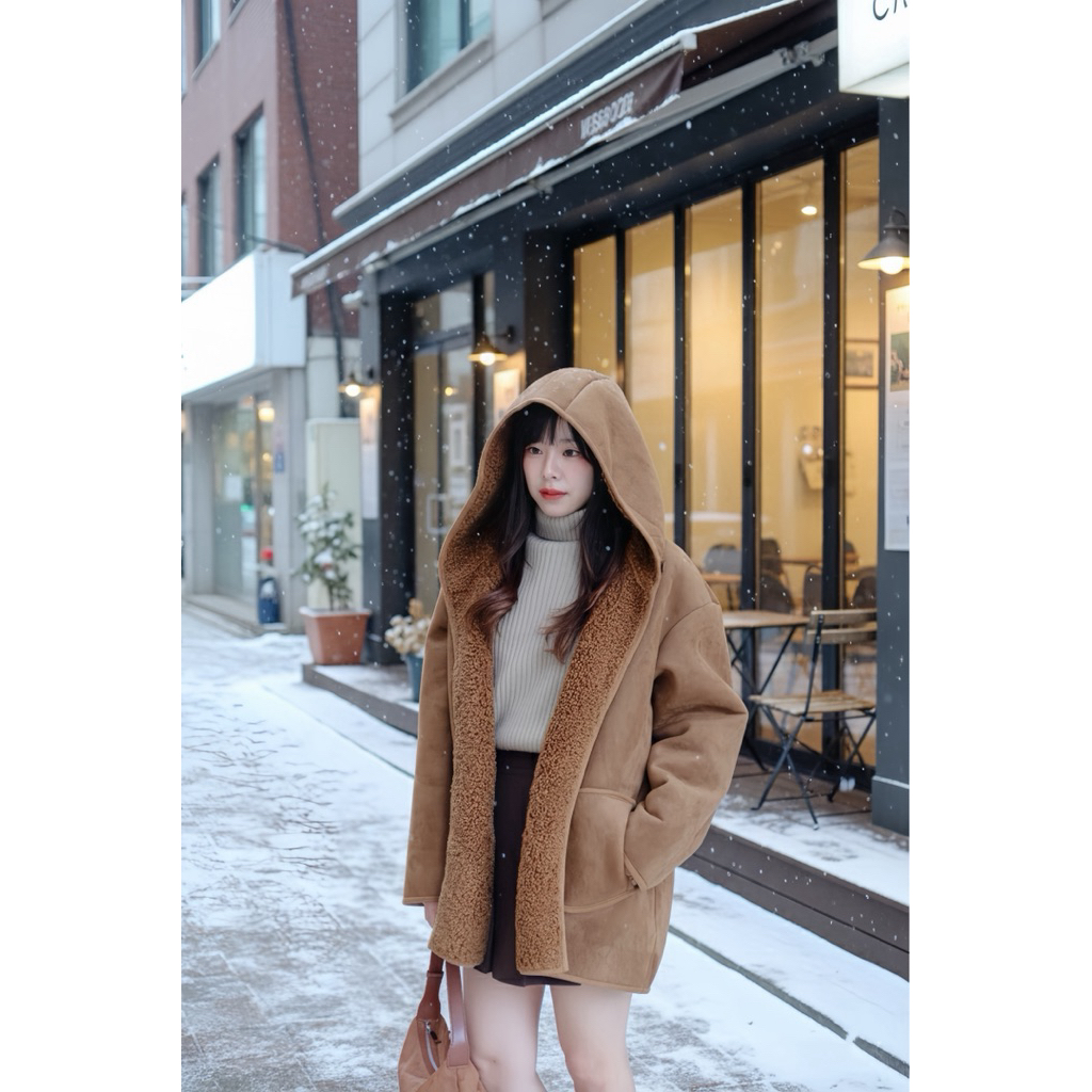 [Make your Cloths] Hokkaido suede overcoat โค้ทหนังกลับบุขนแกะ