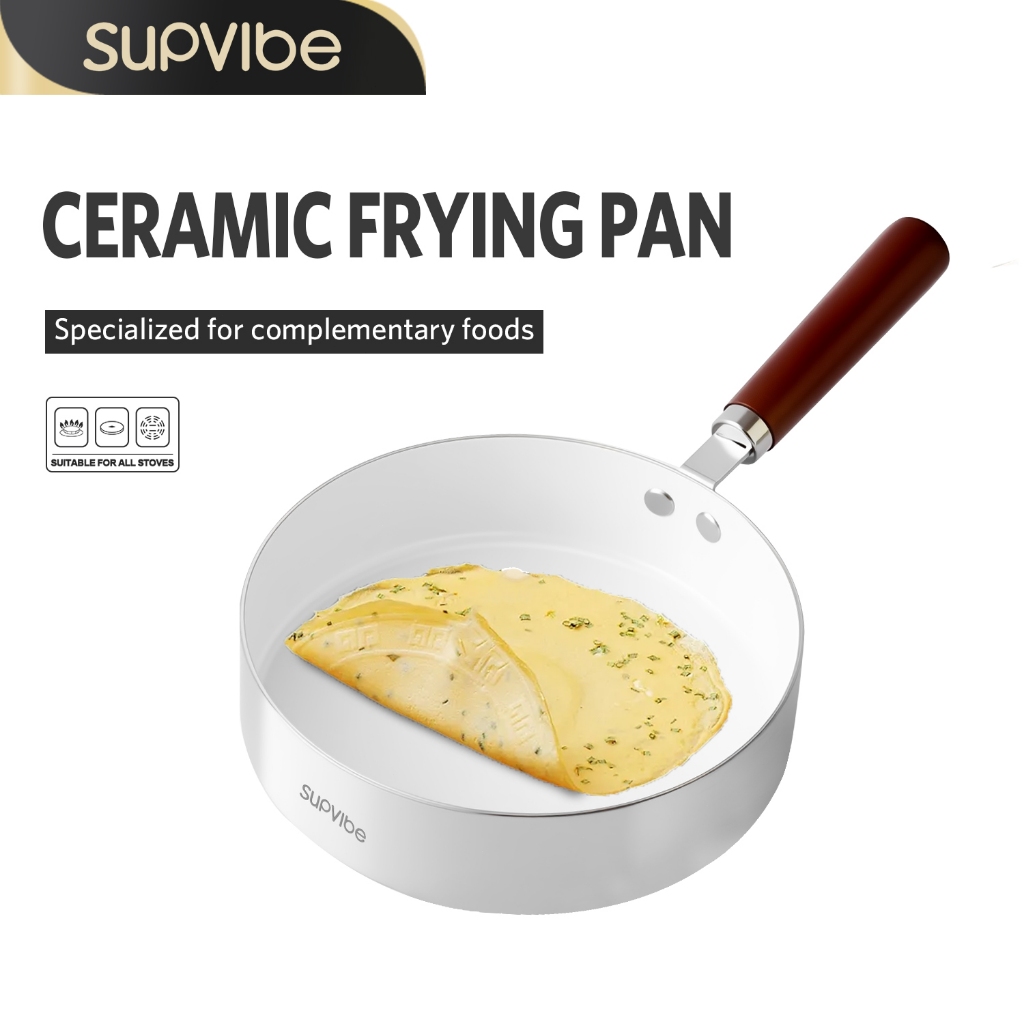 SUPVIBE กระทะไม่ติด เคลือบเซรามิก 304 กระทะผัด ทอด nonstick 20 ซม ทำความสะอาดง่าย หม้อ ใช้ได้กับเตาทุกประเภท