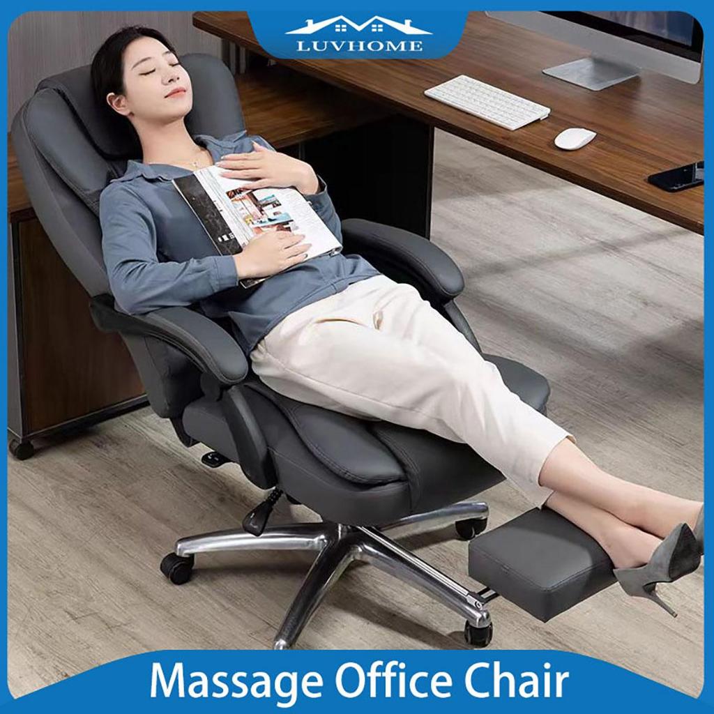 LUVHOME Office Computer Chair Ergonomic Massage Chair Leather Boss Chair Adjustable Height Swivel Ch