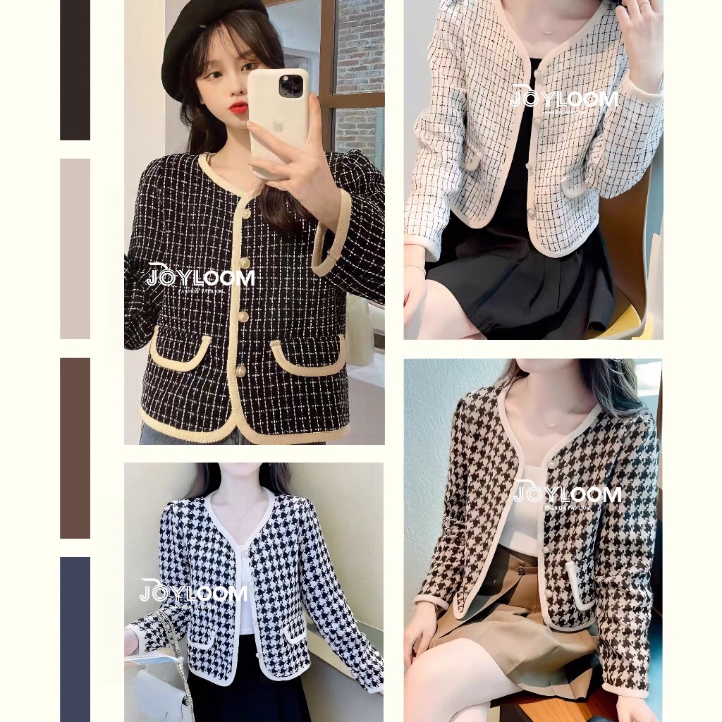 เสื้อคลุมผ้าทวีต ลายตาราง ใส่ทำงาน เสื้อคลุมใส่ทำงาน Clothing ผู้หญิง