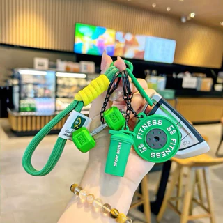 OKK Life Stop(ZC610)*พร้อมส่งในไทย*พวงกุญแจฟิตเนส แก้วน้ำดัมเบลแผ่นน้ำหนักจำลอง มีหลากหลายสีน่ารักๆ