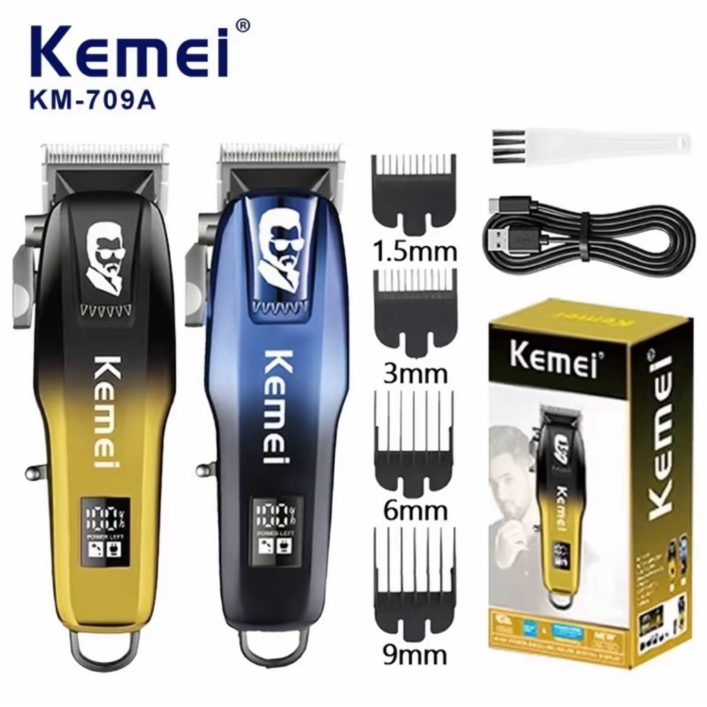Kemei KM-709A ของแท้ 100% ปัตตาเลี่ยนไร้สาย อัจฉริยะ ชาร์จได้ เสียงเงียบ ปัตตาเลี่ยน ตัด Kemei KM-70