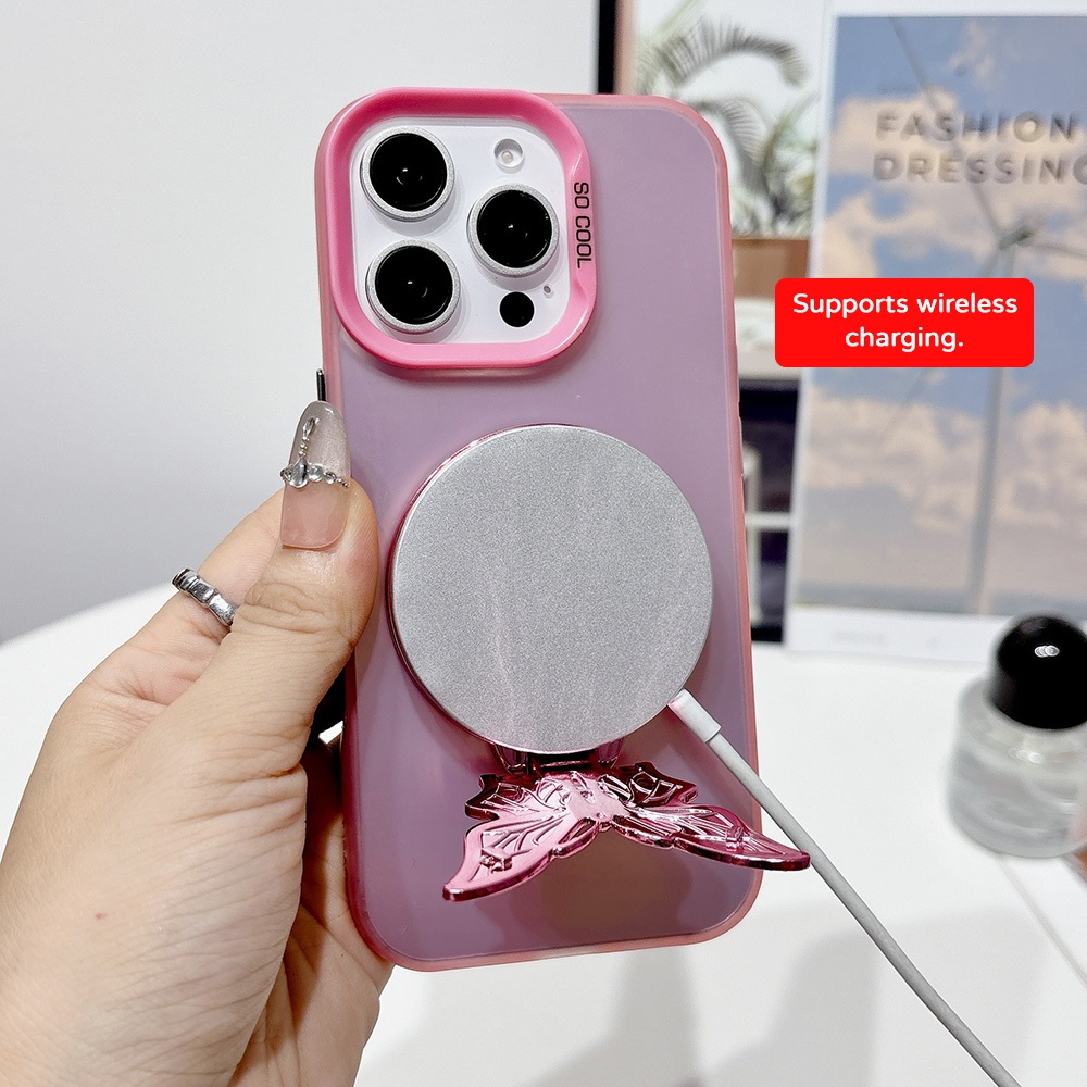 ขาตั้งโทรศัพท์รูปผีเสื้อ กระจกแต่งหน้า และที่ถือแบบติดกาว พับเก็บได้ สำหรับดูหนังมือเปล่า - รูปที่ 3