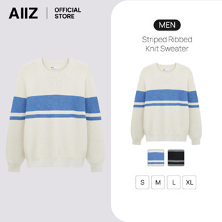 AIIZ เสื้อสเวตเตอร์ผู้ชายทอริบทอลายทาง