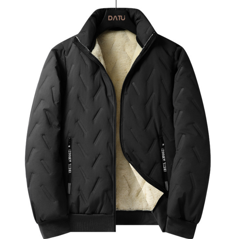 เสื้อโค้ทกันหนาวหนาสำหรับผู้ชาย บุด้วยขนแกะหนา ให้ความอบอุ่นและสบาย เหมาะสำหรับใส่ลำลองและโอกาสต่างๆ