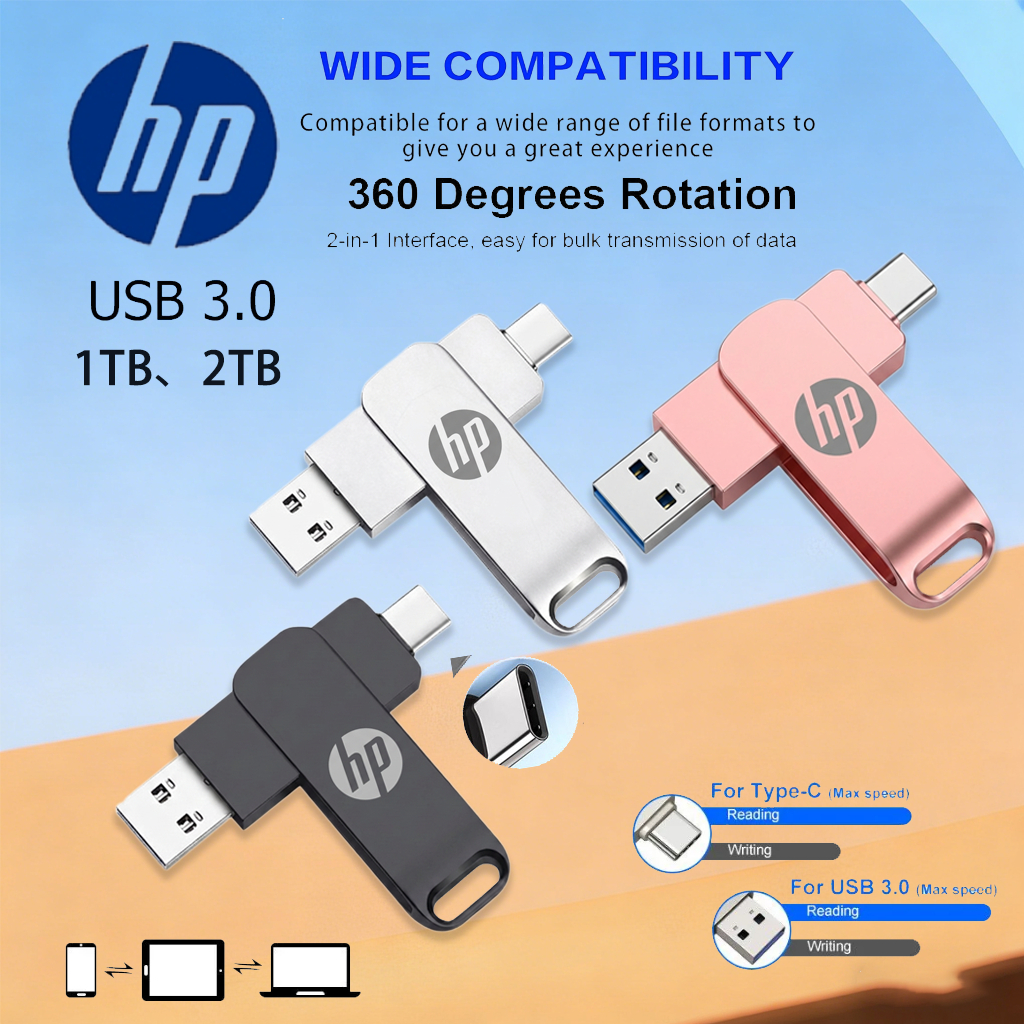 Typec 2 in 1 โทรศัพท ์ มือถือ u Disk HP คุณภาพสูง Dual Drive Flash Memory USB 3.0 ความเร ็ วสูง Memo