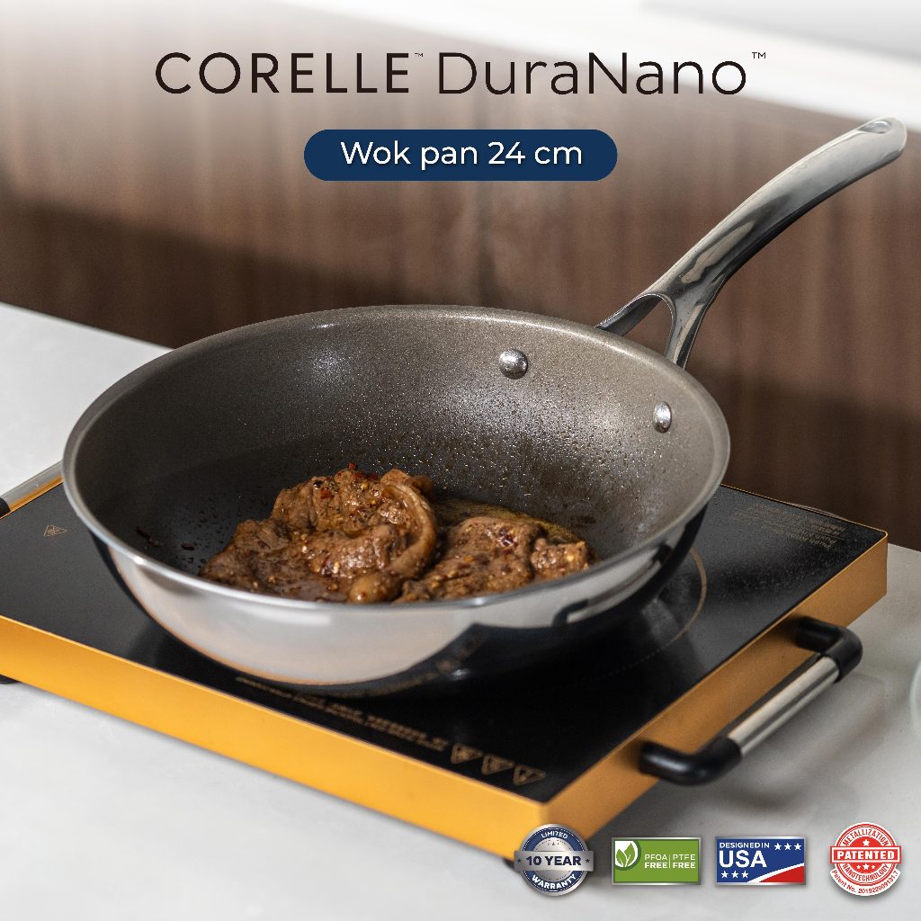 Corelle DuraNano กระทะก้นลึก 24 cm. Wokpan CBD301