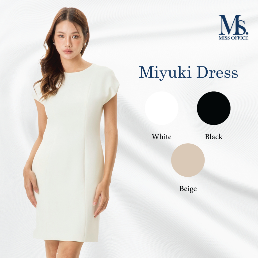 Miss Office เดรสแขนล้ำทรงดินสอ (Miyuki Dress) (MD-123)