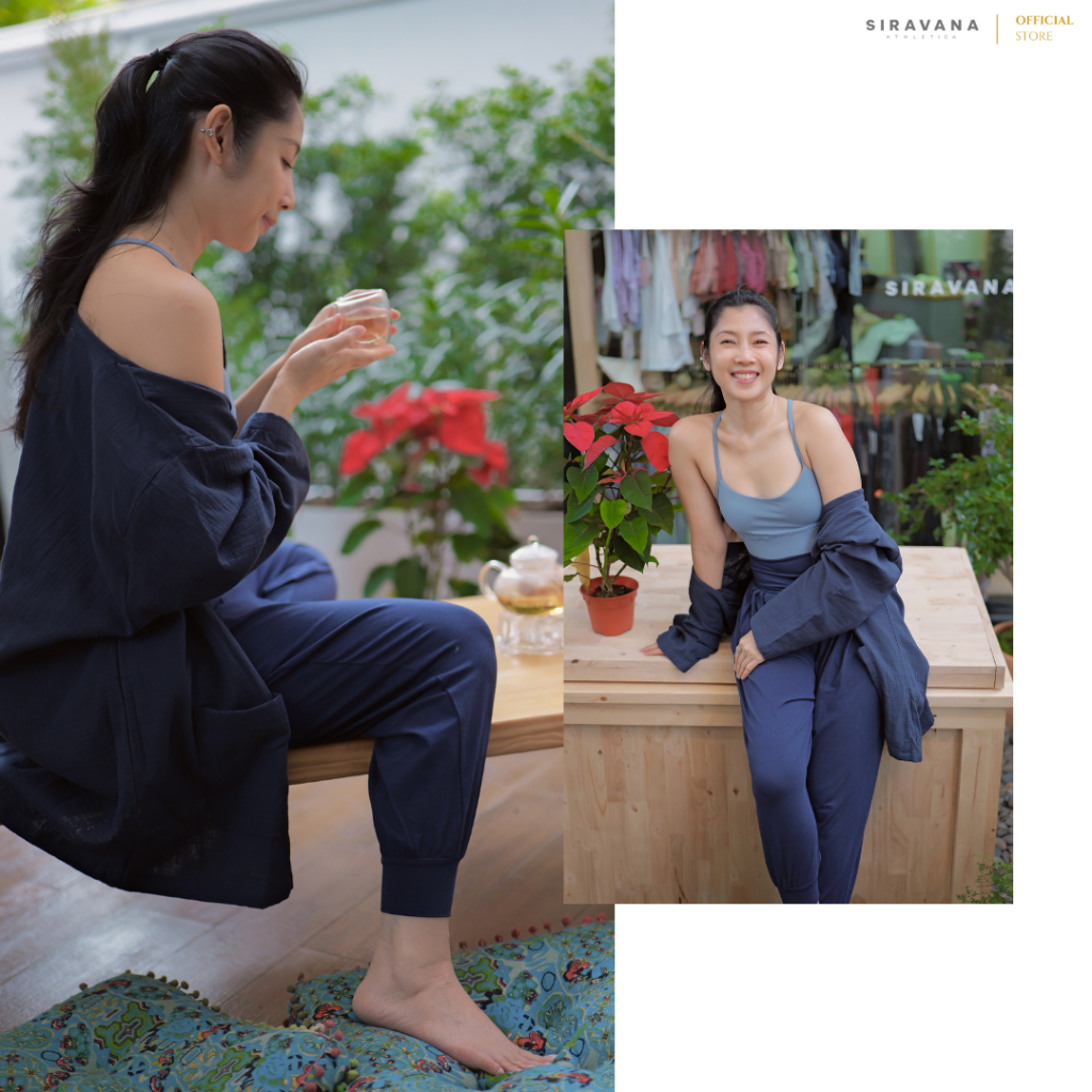 SIRAVANA JINNI YOGA PANTS รุ่น POWER FLEX กางเกงทรงจินนี่ ผ้าฝ้ายซักนุ่ม ขายาวคุณภาพดี Unisex Free Size ราคา ถูกที่สุด ดีลบีเคเค แกลเลอรีภาพที่ 5