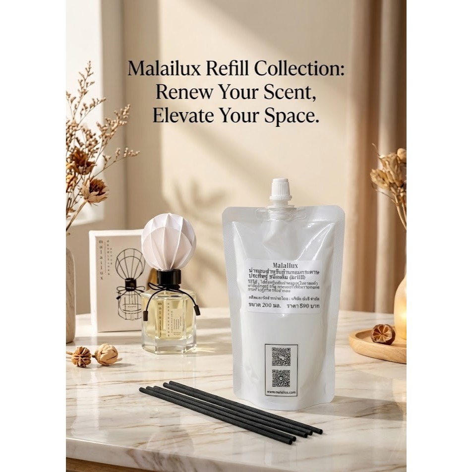 Malailux Aroma Reed Diffuser Refill Collection 180ml สำหรับเติมกลิ่นหอมในบ้าน **สินค้าไม่รวมขวดแก้ว**