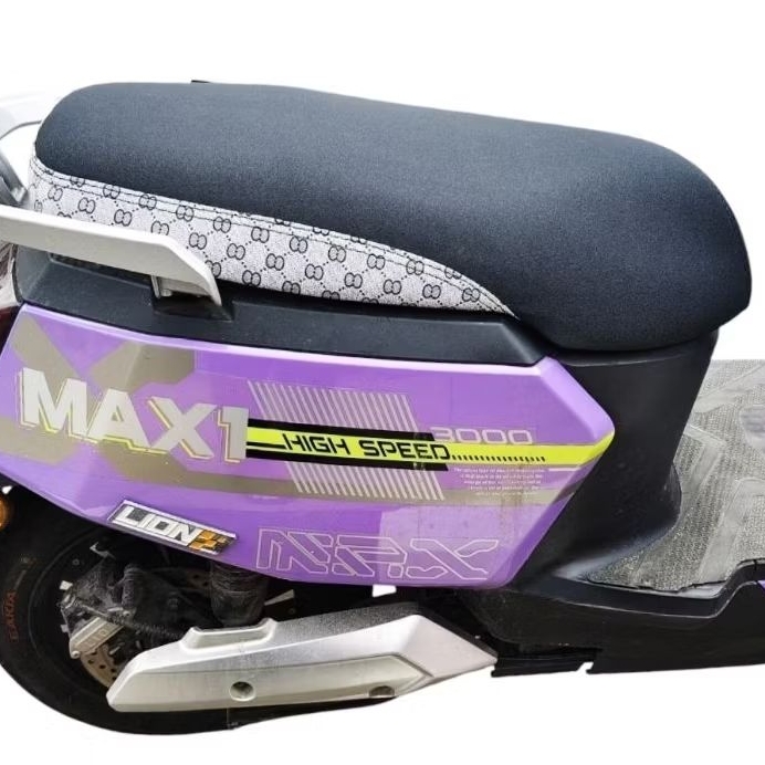 หนังหุ้มเบาะรถไฟฟ้า skg lion z2 สำหรับเบาะทรงเดิมและทรงปาดหนังเรดเดอร์ดำตัดลายแฟชั่นงาน(ไม่ใช่ยางยืด