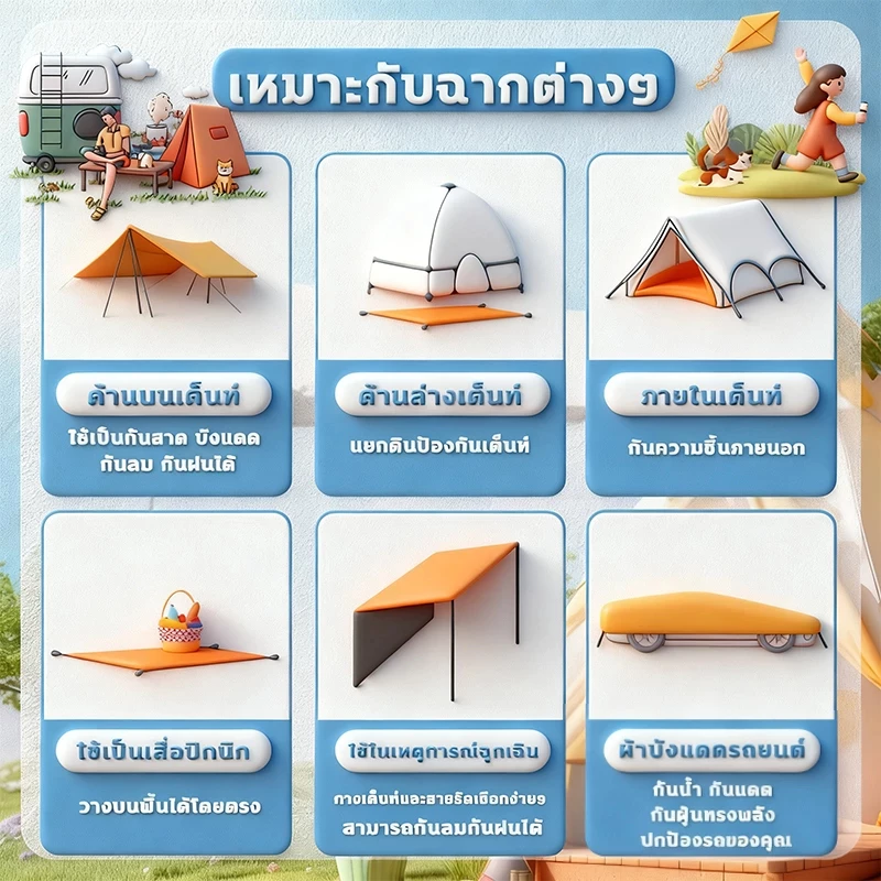 แผ่นปูรองเต็นท์ ขนาด 210x150 ซม กันน้ำกันชื้น thumbnail 7