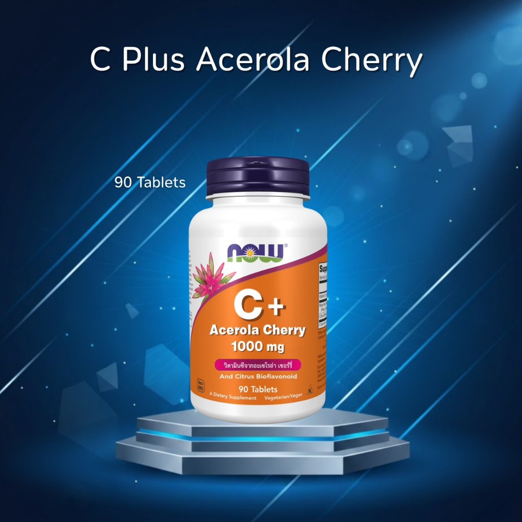 Now Foods Vitamin C Plus 1000 mg Acerola Cherry. 90 Tablets l วิตามินซี 1000 มก.