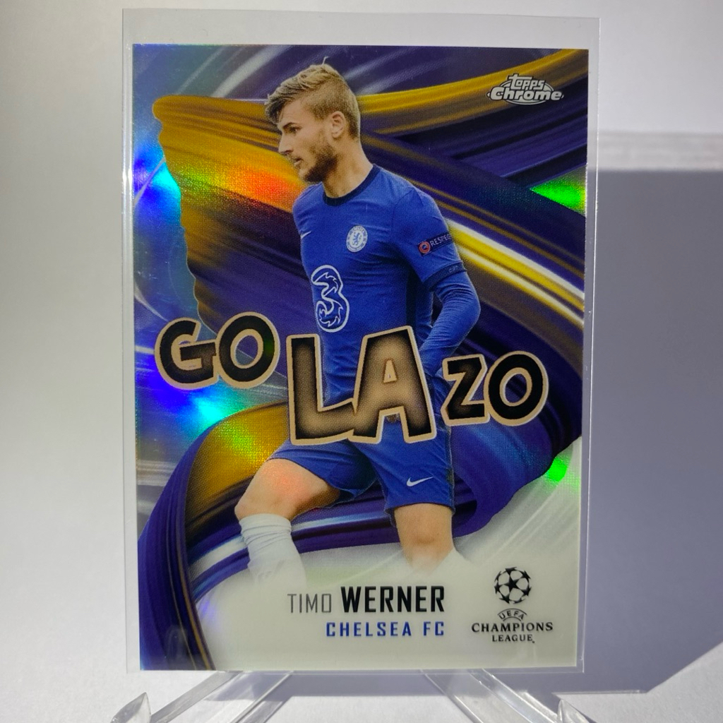การ์ดสำหรับสะสม นักฟุตบอล TIMO WERNER,  CHELSEA, GOLAZO, TOPPS CHROME 2021
