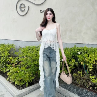 เสื้อสายเดี่ยว แฟชั่น ใส่สบาย มีฟองน้ำ แต่งลูกไม้ เซ็กซี่ เสื้อผ้าผู้หญิง เกาะอก แมงกะพรุน LG036