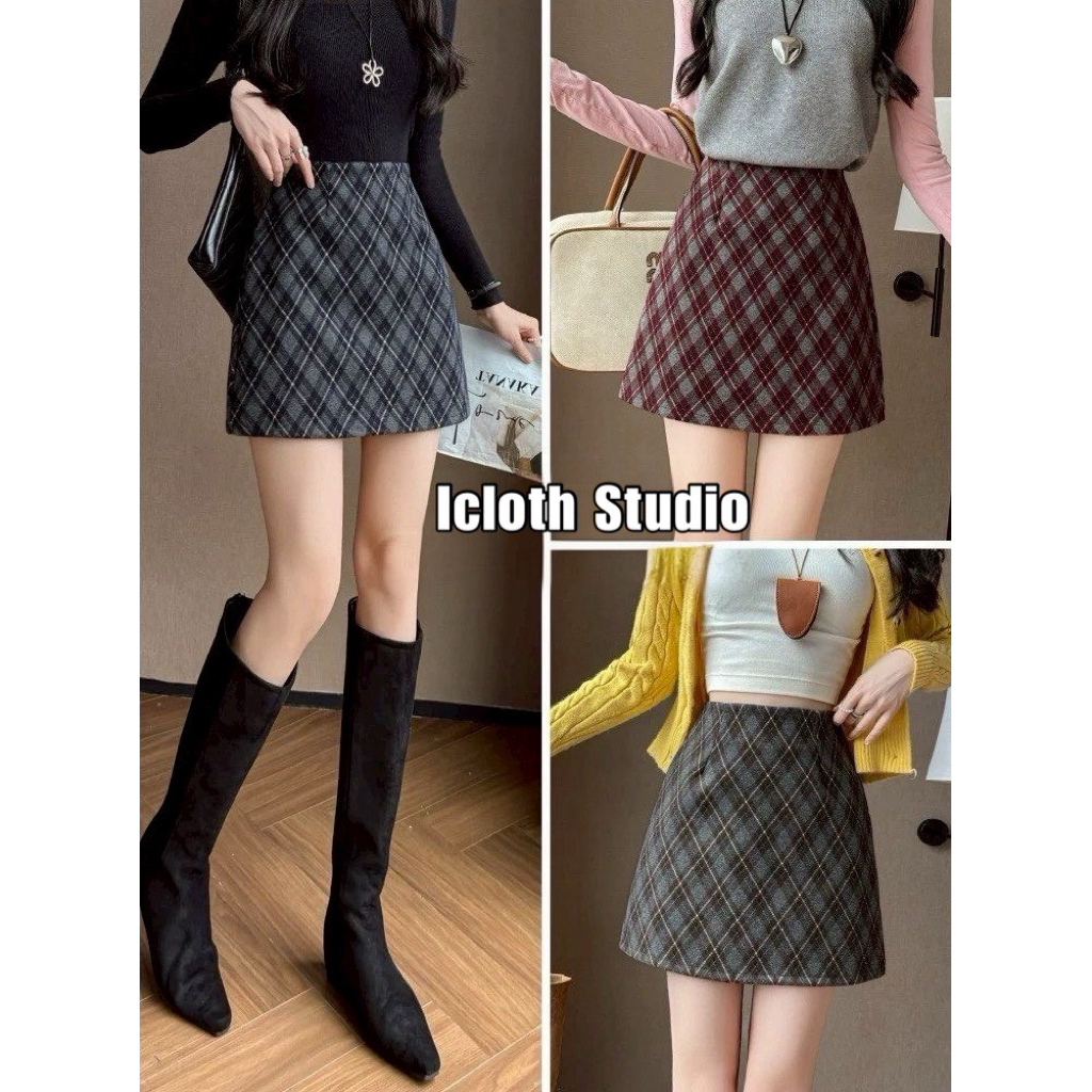 Gummy Skirt 🧸 กระโปรงลายสก็อต เอวสูง มีซัปในตัว น่ารักมาก