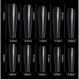 เล็บมือPVC รหัส30 ทรงบัลเล่ยาวมาก มี 500 ชิ้น เบอร์ 0-9 สินค้าพร้อมส่ง