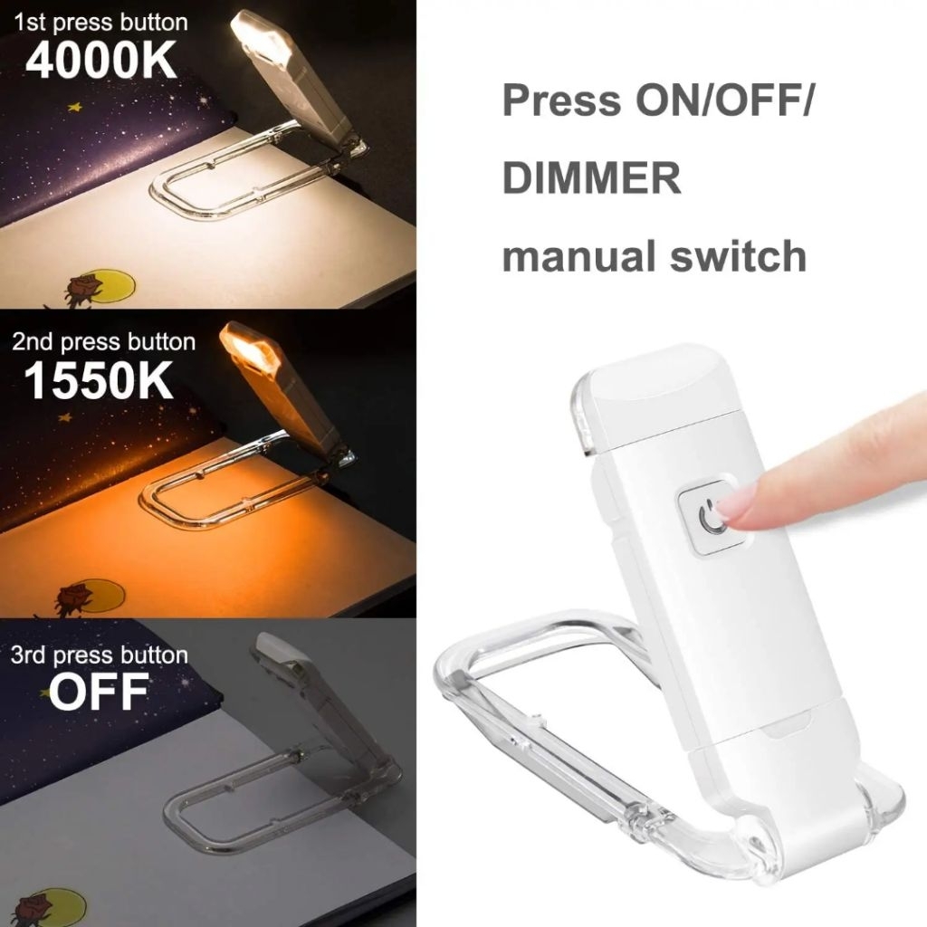 DCE  ขายดี  ไฟอ่านหนังสือแบบหนีบ LED ที่คั่นหนังสือมีไฟ ไฟถนอมสายตา 3 สี 3 ระดับ ชาร์จ USB ได้ ราคา ถูกที่สุด ดีลบีเคเค แกลเลอรีภาพที่ 5