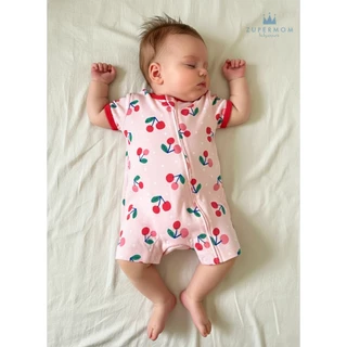 Zuper Mom ชุดหมีเด็กอ่อน ZIPPER แขนสั้น ขาสั้น บอดี้สูทเด็กอ่อน ชุดเด็กแรกเกิด ผ้าcotton100% สำหรับ 0-24เดือน