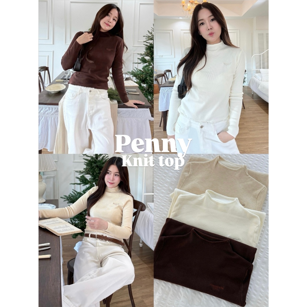 (wint.) Penny Knit top เสื้อไหมพรมคอปีน แขนยาว