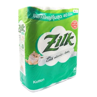 Zilk ซิลค์ คอตตอน กระดาษชำระ 40 ม้วน ทิชชู่ ซึมซับน้ำดีเยี่ยม หนา นุ่ม ไม่เปื่อยง่าย คุ้มค่า