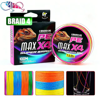 PE สายตกปลา สาย PE ถัก 4 สาย pe x4 หลากสี ยาว 100 เมตร สายพีอี PE สายพีอีตกปลา Fishing Line PE ถักเปียสายตกปลา
