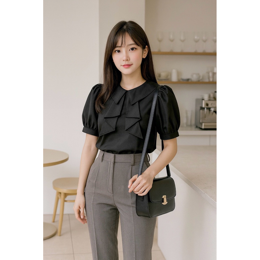 🇹🇭 เสื้อคอปกโบว์ มีปลายหางโบว์ น่ารัก 🔴ส่งไว🔴⚡ 👉เก็บโค้ดหน้ากิจกรรม โค้ดลด 30% สูงสุด 150.-