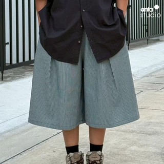 anta studio - PINSTRIPE 3/4 ความยาว 27“ LOOSE WIDE LEG