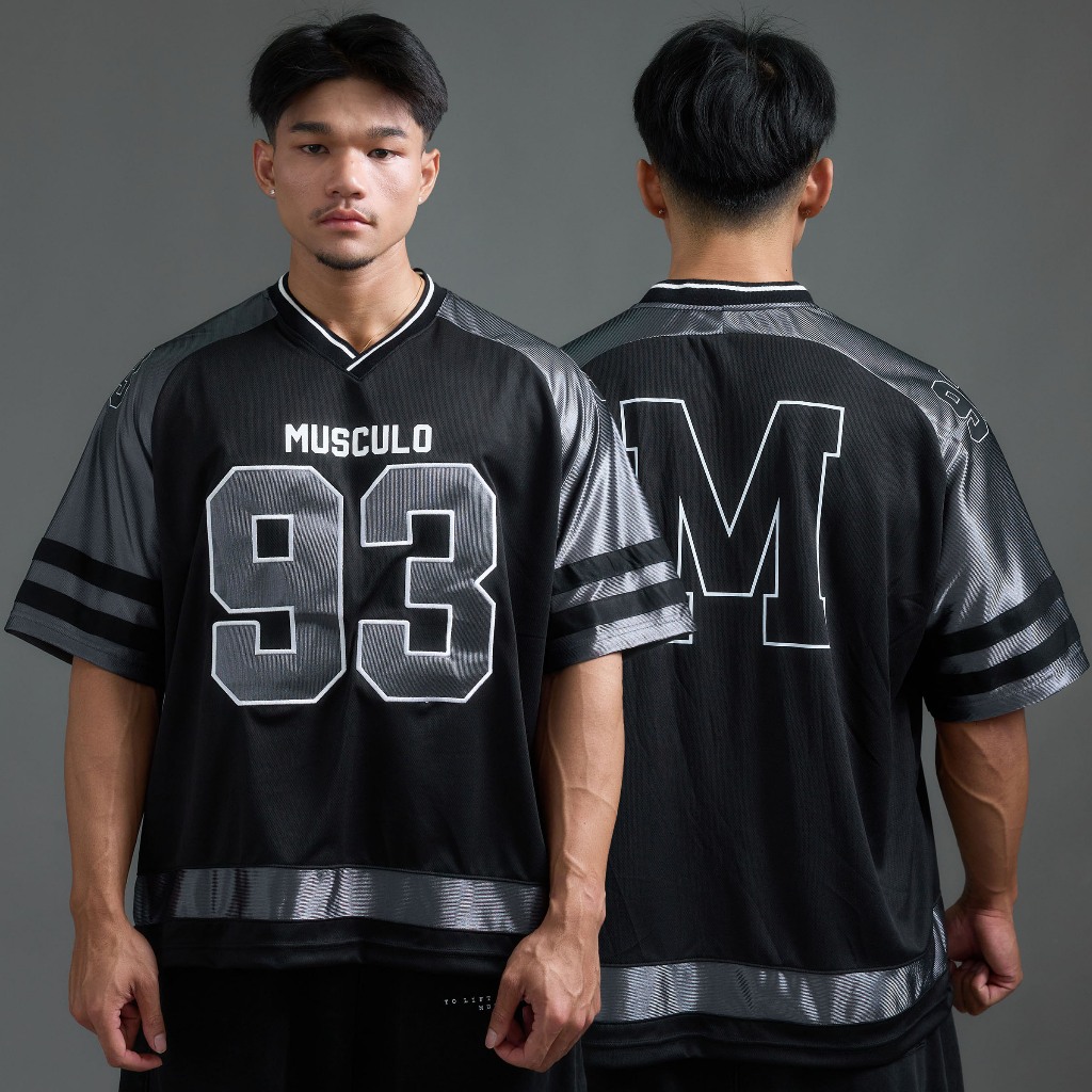 Musculo American football jersey T เสื้อกีฬาอเมริกันฟุตบอล ทรงโอเวอร์ไซส์