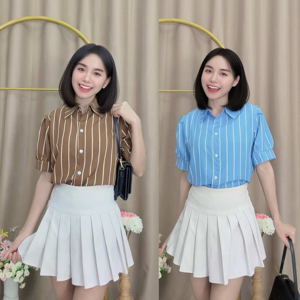 เสื้อเชิ้ตผู้หญิงลายริ้ว รุ่น Shikku Shirt