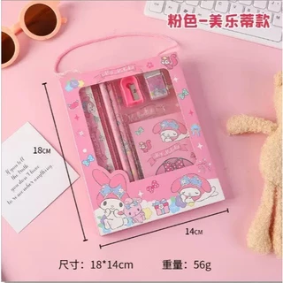 ชุดเครื่องเขียนน่ารัก เซ็ตเครื่องเขียนลายการ์ตูน ของขวัญเด็ก Sanrio อุปกรณ์การเรียน คุโรมิ ชินนาม่อน เมโลดี้