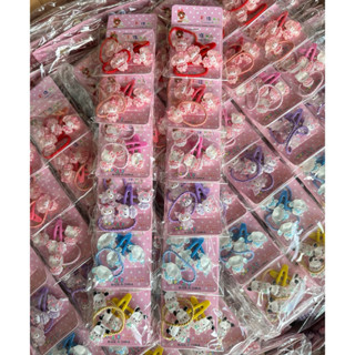 ยางมัดผม+กิ๊บคละตัวการ์ตูนในห่อ1ห่อมี4ชิ้น(ราคายกโหล12ห่อ)