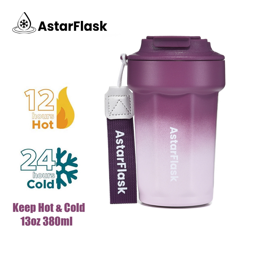 AstarFlask แก้วกาแฟ แก้วเก็บอุณหภูมิ แก้วน้ำเก็บความเย็น 13oz ขนาดกำลังพอดี พกพาง่าย น้ำหนักเบาสีสวยทุกใบ