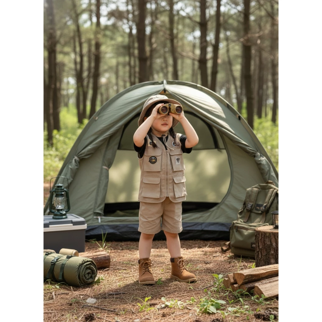 [Pre-oreder ส่งได้เดือน 9] ชุดเดินป่า ชุดแค้มปิ้งเด็ก (Camping) แถมของเล่นกล้องส่องทางไกล เสื้อกั๊กเดินป่า ชุดซาฟารีเด็ก thumbnail 7