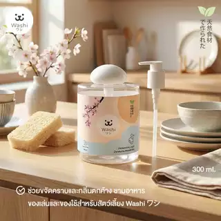 Washiワシ น้ำยาล้างจานสัตว์เลี้ยง สูตรอ่อนโยน ชามอาหาร ของเล่น ของใช้ สัตว์เลี้ยง สุนัข แมว