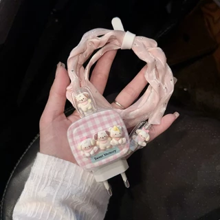 ชุดถนอมสายชาร์จ ลาย หมา3ตัว ชุดตกเเต่งสายชาร์จ สำหรับ ไอโฟน 18w/20w/35w