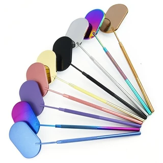 ของมาใหม่！กระจกตรวจสอบการต่อขนตา สแตนเลส ถือในมือ พกพาสะดวก สำหรับนักต่อขนตามืออาชีพและร้านเสริมสวย