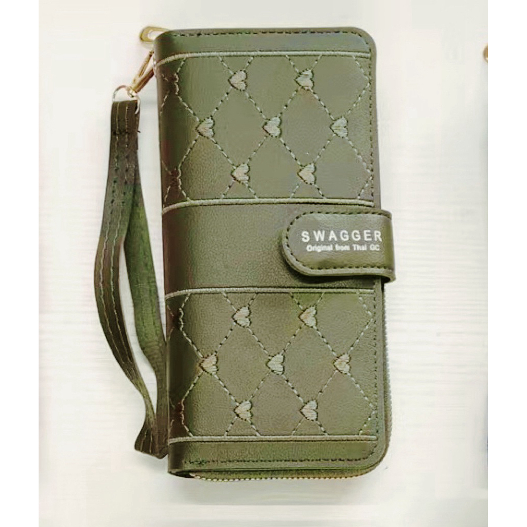 กระเป๋าสตางค์ใบยาว 2ผับ ใส่โทรศัพท์ได้ ใส่ธนบัตรได้ไม่ต้องผับ ใส่บัตรได้หลายใบ ลายปักหัวใจ มีสายคล้องมือ(GC-515) - รูปที่ 4