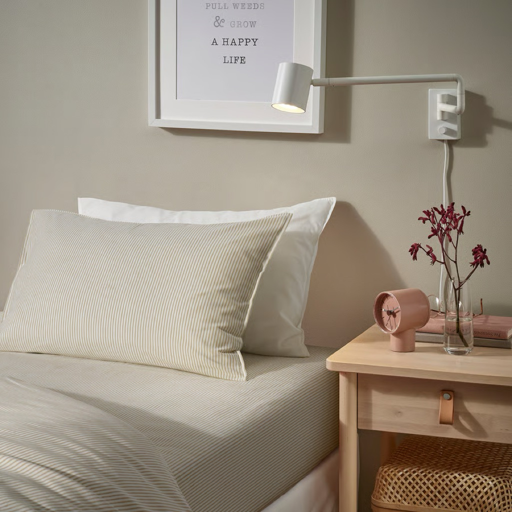ผ้าปูที่นอนรัดมุมลายทาง IKEA SOLFIBBLA โซลฟิบบลา